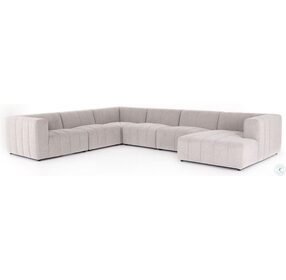 Langham Napa Sandstone Channeled 6 Piece RAF Chaise Sectional