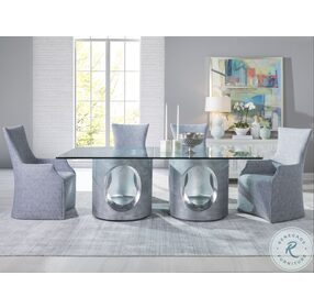 Signature Designs Textured Gray And Silver Leaf Circa Rectangular Dining Room Set