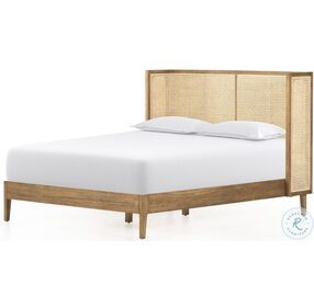 Antonia Toasted Parawood And Light Natural Cane Queen Panel Bed