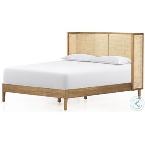 Antonia Toasted Parawood And Light Natural Cane King Panel Bed