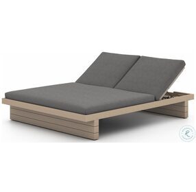 Leroy Charcoal And Washed Brown Outdoor Double Chaise