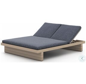 Leroy Faye Navy And Washed Brown Outdoor Double Chaise