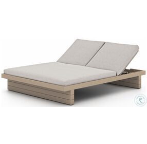 Leroy Stone Grey And Washed Brown Outdoor Double Chaise