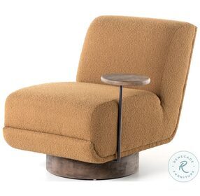 Bronwyn Distressed Natural And Copenhagen Amber Swivel Chair With Side Table