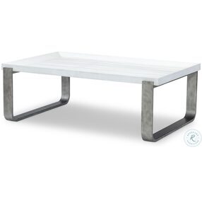 Terra Luna White Cloud And Polished Nickel Rectangle Cocktail Table