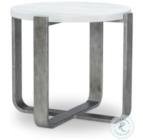 Terra Luna White Cloud And Polished Nickel Round Side Table