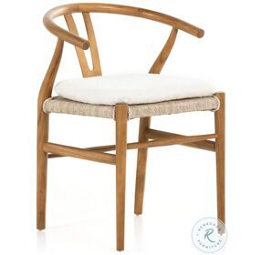 Muestra Cream Shorn Sheepskin And Natural Teak Outdoor Dining Chair With Cushion