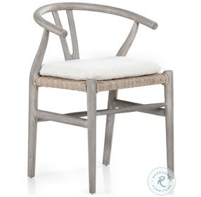 Muestra Cream Shorn Sheepskin And Weathered Grey Teak Outdoor Dining Chair With Cushion