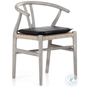 Muestra Pebble Black And Weathered Grey Teak Outdoor Dining Chair With Cushion