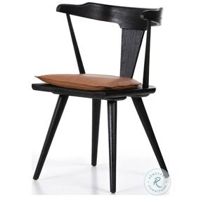 Ripley Whiskey Saddle And Black Oak Dining Chair With Cushion