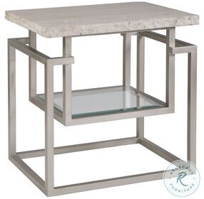 Theo White And Champagne Leaf Rectangular End Table