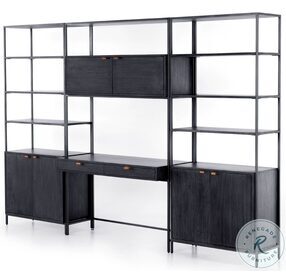 Trey Black Modular Wall Desk With 2 Bookcase