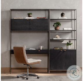 Trey Black Modular Wall Home Office Set With Bookcase