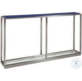 Ultramarine Blue And Brushed Stainless Steel Shallow Console Table