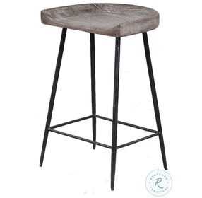 Cordova Driftwood Gray Carved Wood Counter Height Stool