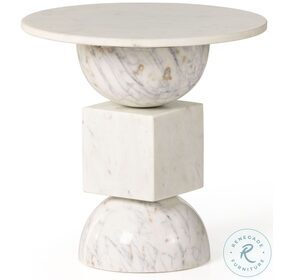 Neda Polished White Marble End Table
