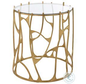 Ritual Aged Gold Lead Glass Top Round Side Table