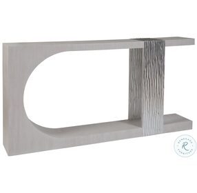 Signature Designs Misty White Gray And Silver Leaf Sereno Long Console Table