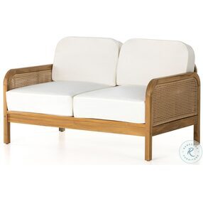 Merit Natural Ivory and Faux Rattan Outdoor Loveseat