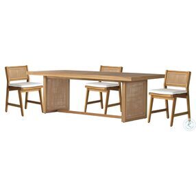 Merit Natural Teak And Faux Rattan Outdoor 90" Dining Room Set