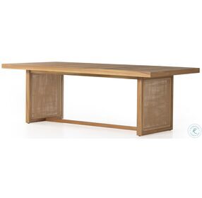 Merit Natural Teak And Faux Rattan Outdoor 90" Dining Table