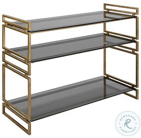 Stacked Up Antique Gold And Smoked Gray Console Table