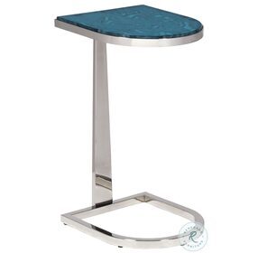 Signature Designs Aquamarine And Polished Stainless Steel Placido Spot Table