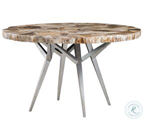 Signature Designs Fossilized Shell And Silver Caldera Round Dining Table