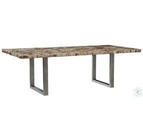 Signature Designs Fossilized Shell And Silver Caldera Rectangle Dining Table