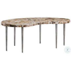 Signature Designs Fossilized Shell And Silver Caldera Kidney Cocktail Table