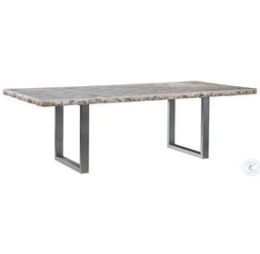 Signature Designs Fossilized Shell And Silver Seamount Rectangle Dining Table