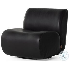 Siedell Harness Black Swivel Leather Chair