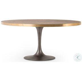 Evans Reclaimed Burnt Oak And Polished Brass Oval 72" Dining Table