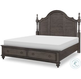 Kingston Sandalwood Brown And Dark Sable Queen Louvered Poster Storage Bed
