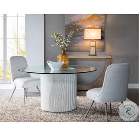 Signature Designs Matte Soft White Volante 60" Round Dining Room Set