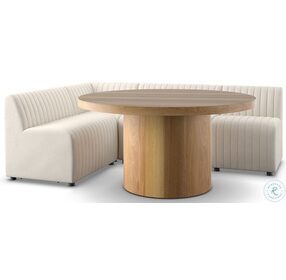 Hudson Natural Yukas Round Dining Room Set with Banquette
