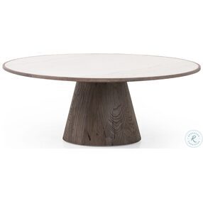 Skye Weathered Dark Elm And White Marble Large Coffee Table