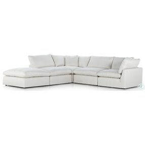 Stevie Anders Ivory 4 Piece Sectional with Ottoman