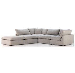 Stevie Destin Flannel 4 Piece Sectional with Ottoman