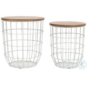 Global Archive White And Brown End Tables