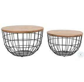 Global Archive Black And Brown Nesting Coffee Tables