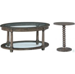 Lincoln Park Gray Oval Glass Top Occasional Table Set