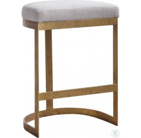 Ivanna Off White Counter Height Stool with Gold Frame