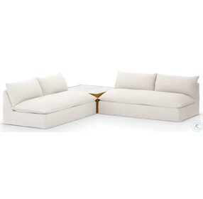 Grant Faye Cream Outdoor 2 Piece Sectional with Coffee Table