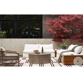 Grant Faye Cream Outdoor 2 Piece Sectional with Coffee And End Tables