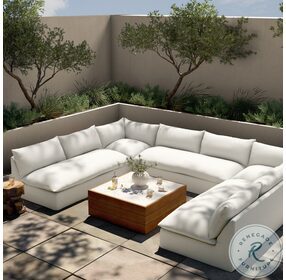 Grant Faye Cream Outdoor 5 Piece Sectional