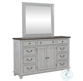 River Place Riverstone White And Tobacco Dresser And Mirror