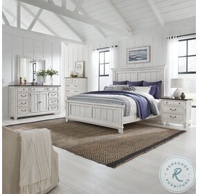 River Place Riverstone White And Tobacco Panel Bedroom Set