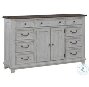 River Place Riverstone White And Tobacco 2 Door 9 Drawer Dresser