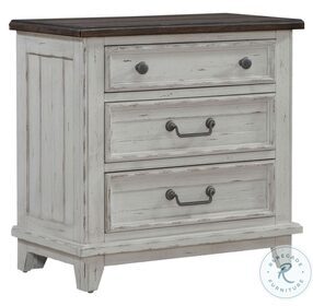 River Place Riverstone White And Tobacco 3 Drawer Nightstand